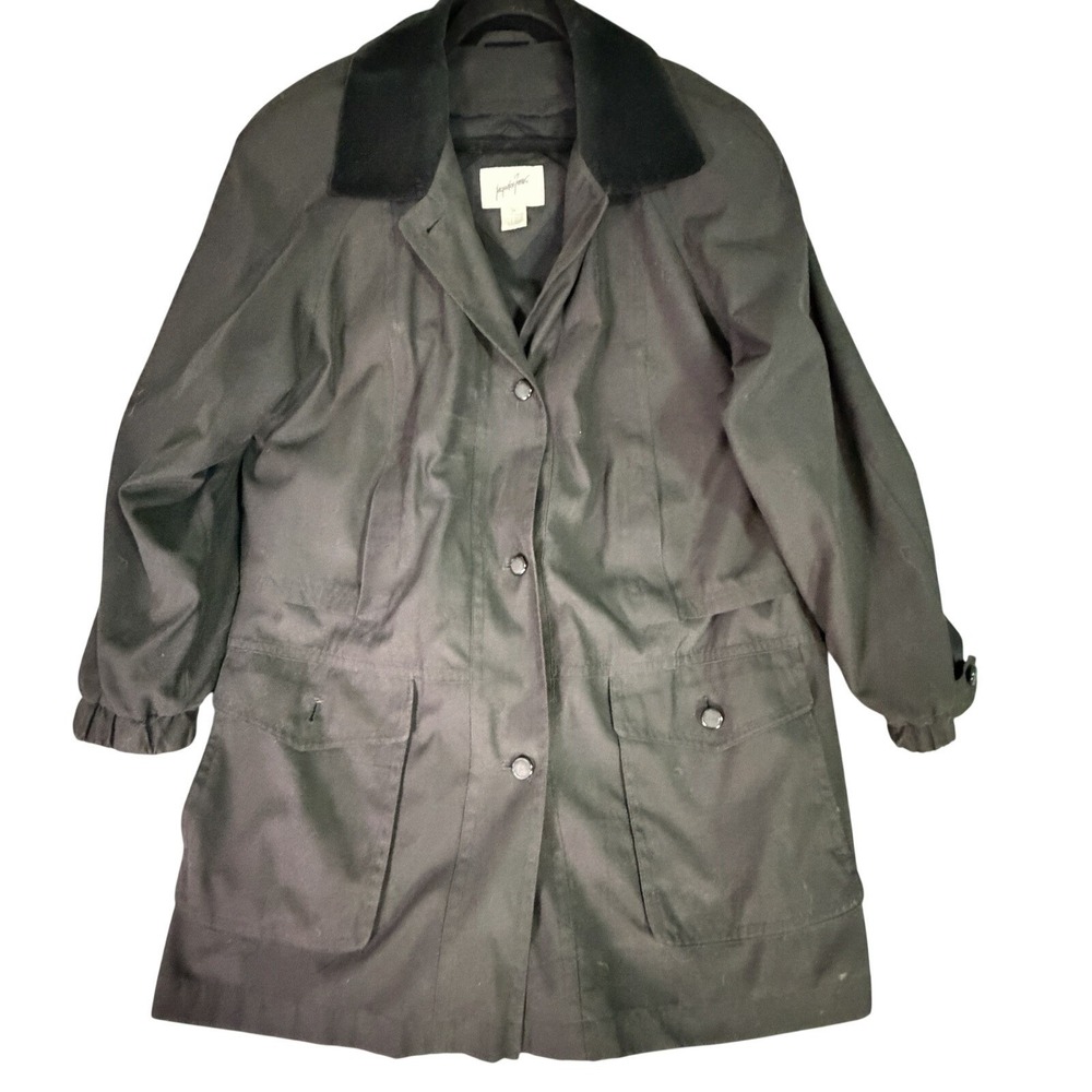 Womens 2X Black Field Jacket Velvet Collar Removable‎ Liner Coat